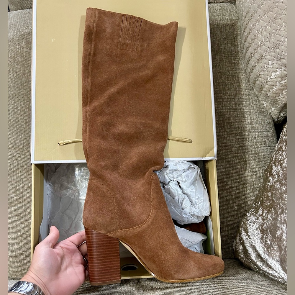 Michael Kors Chestnut Suede Over-the-Knee Block Heel Boots